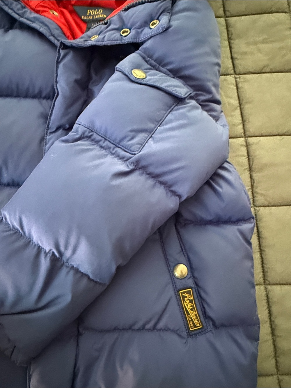 Polo by Ralph Lauren Kids Blue Puffer Jacket with Red Lining - Picture 3 of 5
